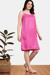 Zivame Checkered Sheen Woven Knee Length Nightdress - Pink Yarrow — thumbnail 3